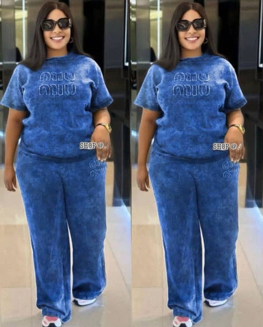 MiuMiu Blue Top and Bottom Wear